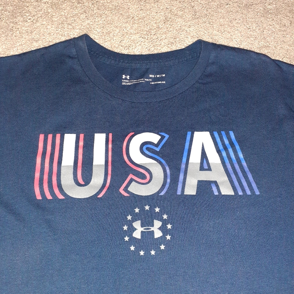 Under Armour USA Short Sleeve T-Shirt - Medium - Navy Blue